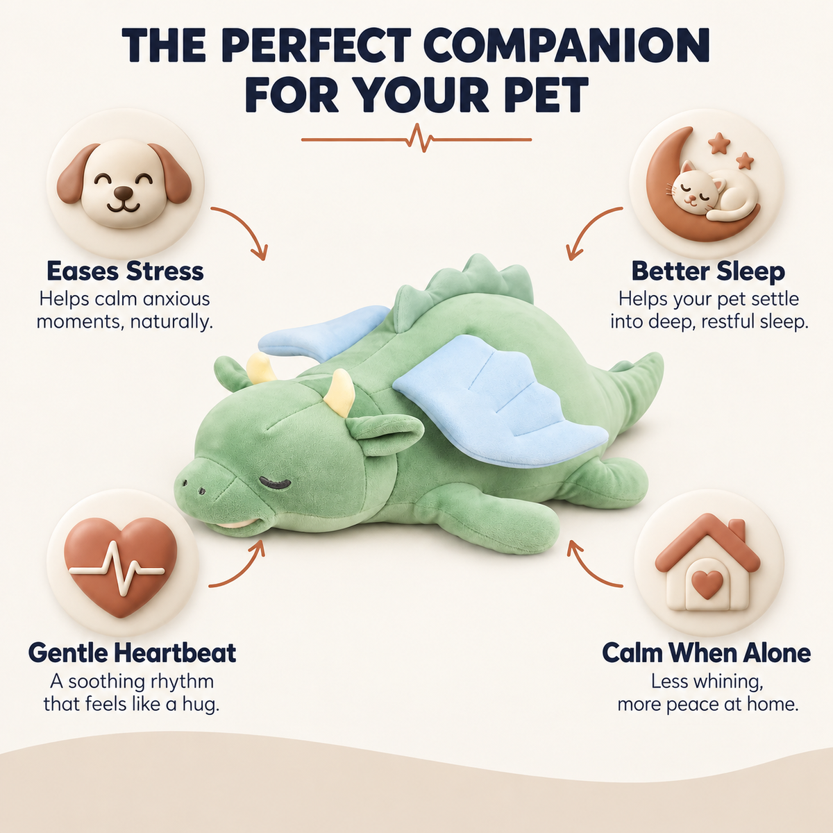 Heartbeat & Warmth Calming Plush for Pets